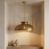 Authentic Handmade Moroccan Lamp – Gold Brass Dining Room Chandelier with Intricate Perforated Shadow Casting Design