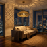 Brass Pendant Light – Moroccan Filigree Openwork Living Room