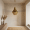 Handmade Moroccan Brass Lamp – Gold Pendant Light with Geometric Filigree Design for Kitchen Island Lighting