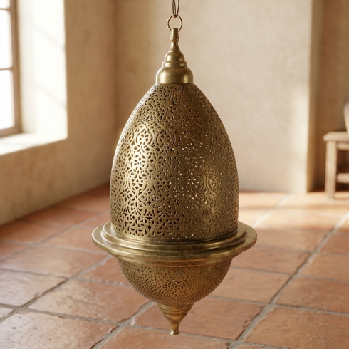 Handmade Moroccan Pendant Light – Brass Teardrop Floral
