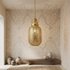 Authentic Handmade Moroccan Lamp – Gold Brass Pendant Light with Intricate Filigree Openwork Design for Living Room Decor