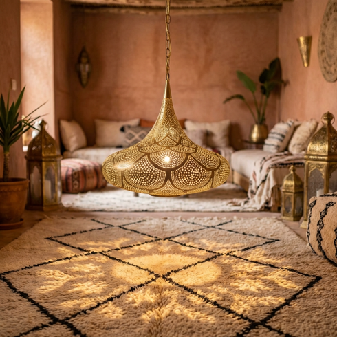 Boho Living Room Statement Lamp - Teardrop Silhouette