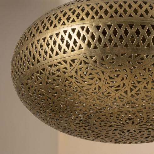 Moroccan Lantern – Brass Filigree Openwork Shadow-Casting