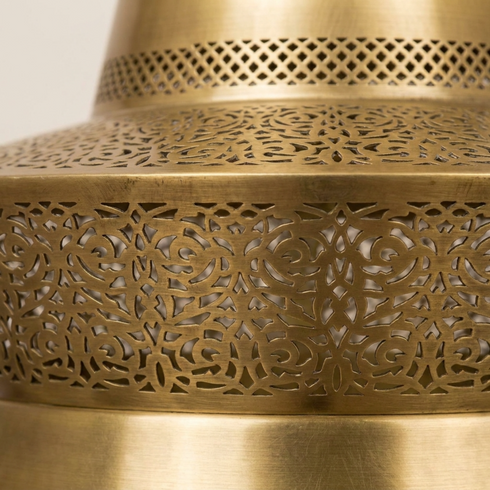 Filigree Moroccan Pendant Light – Brass Openwork Lamp Shadow-Casting