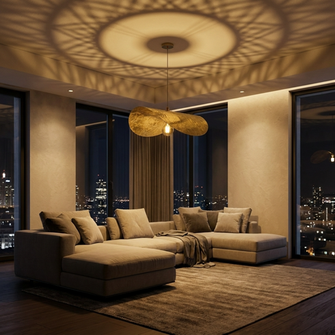 Handmade Moroccan Pendant Light – Brass Filigree Openwork Living Room