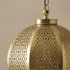 Authentic Handmade Moroccan Hanging Lamp – Gold Brass Teardrop Pendant Light for Boho Kitchen Island Decor