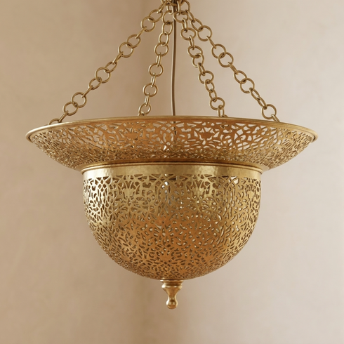 Dome Brass Moroccan Pendant Light