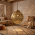 Moroccan Pendant Light – Filigree Openwork Brass Lamp Bedroom