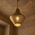 Handmade Moroccan Brass Lamp – Gold Pendant Light with Geometric Filigree Design for Kitchen Island Lighting