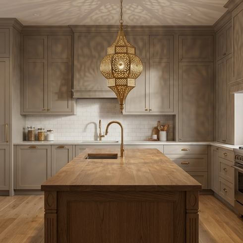 Authentic Moroccan Lighting - Gold Brass Filigree - Boho Entryway Lantern