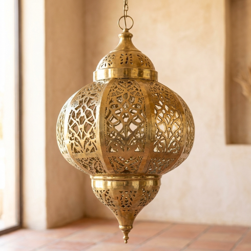 Filigree Brass Moroccan Lantern