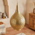 Authentic Moroccan Teardrop Pendant Lamp – Hand-Hammered Brass Hanging Light with Shadow Casting Mood Lighting Design