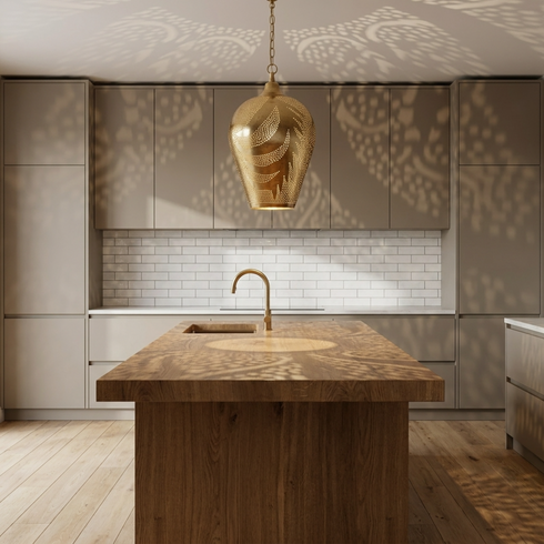 Brass Pendant Light – Moroccan Pierced Openwork