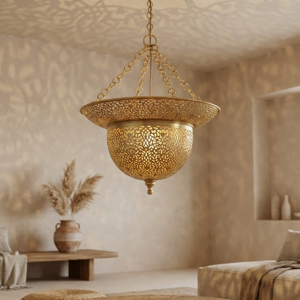 Dome Brass Moroccan Pendant Light