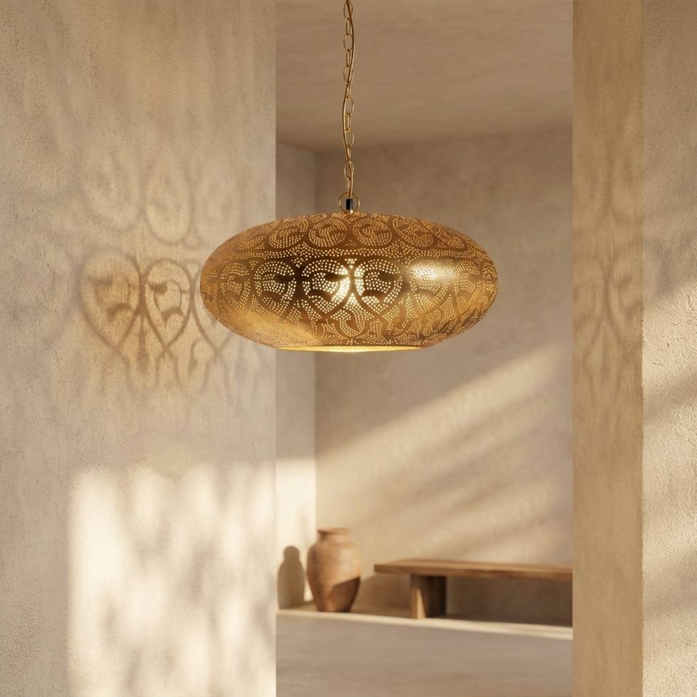 Moroccan Chandelier – Filigree Brass Openwork Lamp Bedroom