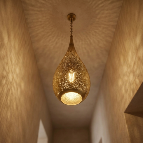 Handcrafted Moroccan Style Brass Pendant Light - Home Decor (pl-2015)