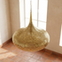 Authentic Handmade Moroccan Lamp – Gold Brass Pendant Light with Intricate Filigree Shadow Patterns