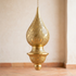 Authentic Handmade Moroccan Lamp – Gold Brass Teardrop Pendant Lantern with Intricate Filigree Design for Entryway Decor