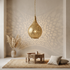 Authentic Moroccan Teardrop Pendant Lamp – Hand-Hammered Brass Hanging Light with Shadow Casting Mood Lighting Design