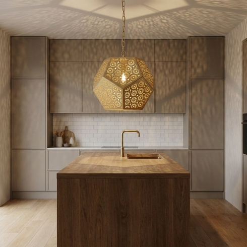 Brass Ceiling Light – Moroccan Filigree Openwork