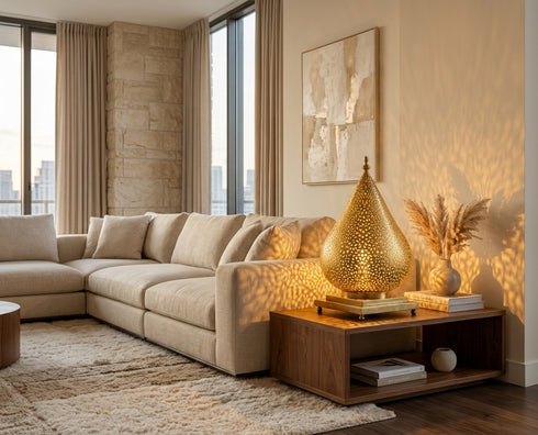 Moroccan Chandelier – Brass Filigree Openwork Dining Room