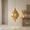 Authentic Handmade Moroccan Lamp – Gold Brass Teardrop Pendant with Intricate Shadow Casting Boho Design