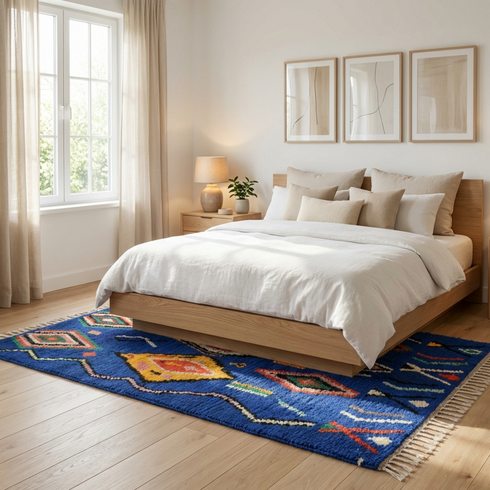 Handmade Blue Moroccan Wool Rug – Custom Berber Area Rug