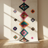 Vibrant Azilal Rug - Shaggy Natural Wool - Boho Living Room Decor - Geometric Tribal Diamonds