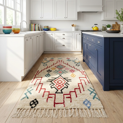Authentic Azilal Rug - Shaggy Moroccan Wool - Vibrant Geometric Boho Decor