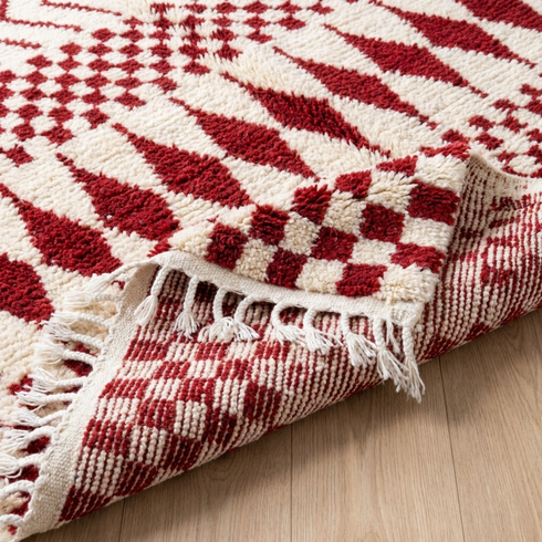 Authentic Handmade Azilal Rug – High Pile Wool Moroccan Rug with Geometric Boho Design