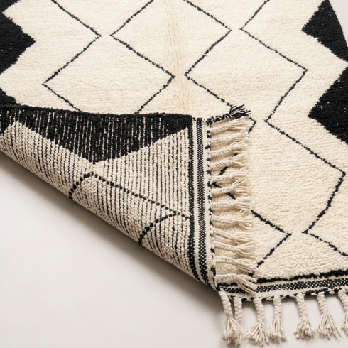 Boujaad Rug – Black & Ivory Abstract Wool Rug