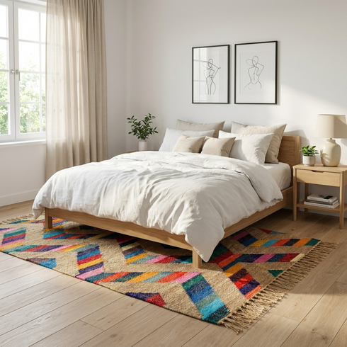 Authentic Handwoven Moroccan Runner Rug – Flatweave Kilim Texture Rug for Boho Hallway Decor