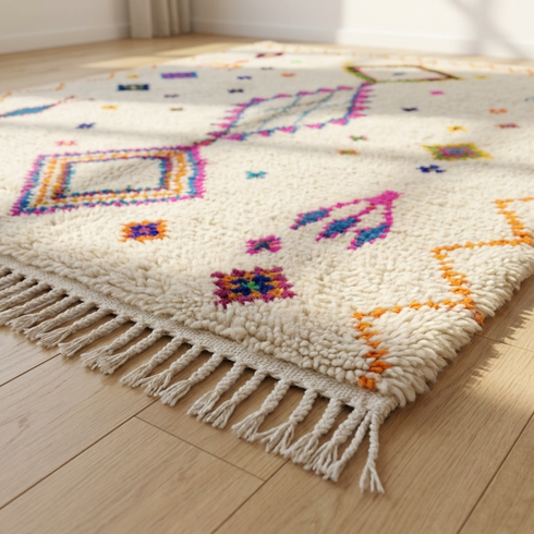Azilal Rug – Multicolor Plush Diamond Wool Rug