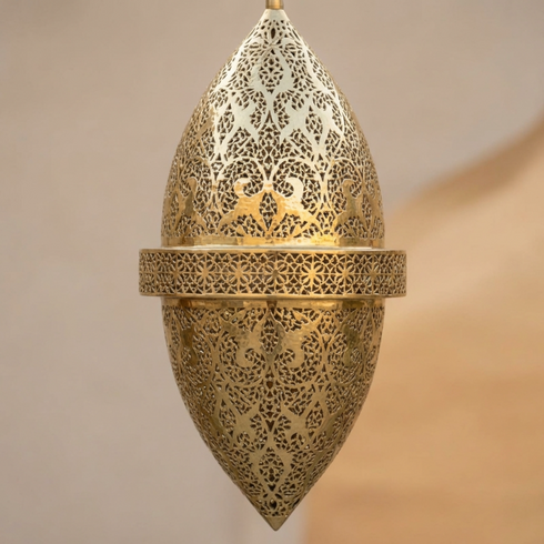 Solid Brass Fixture - Boho Bedroom Mood Lighting - Shadow Casting Filigree