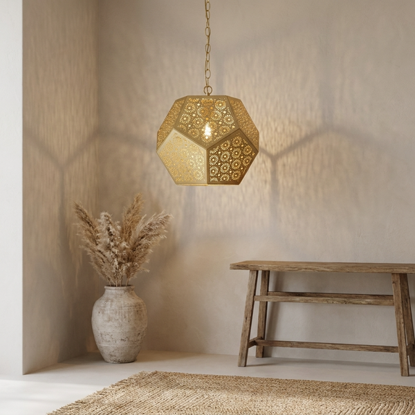 Brass Ceiling Light – Moroccan Filigree Openwork