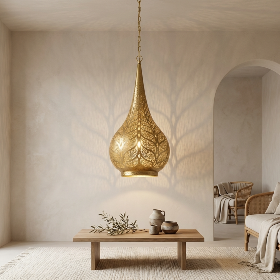 Moroccan Pendant Light – Brass Perforated Openwork