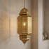 Handmade Authentic Moroccan Hanging Lamp – Gold Brass Pendant Light with Intricate Filigree Entryway Lantern Design