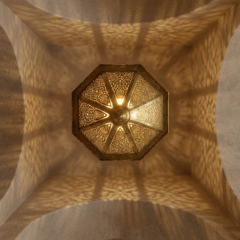 Moroccan Lantern – Floral Geometric Brass Lamp
