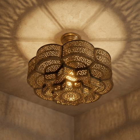 Brass Pendant Light – Moroccan Filigree Openwork Handmade