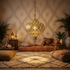 Authentic Handmade Moroccan Lamp – Oxidized Brass Pendant Light with Intricate Filigree Design for Living Room Decor