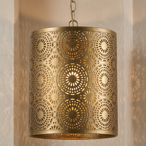 Handmade Moroccan Ceiling Light – Brass Filigree Openwork