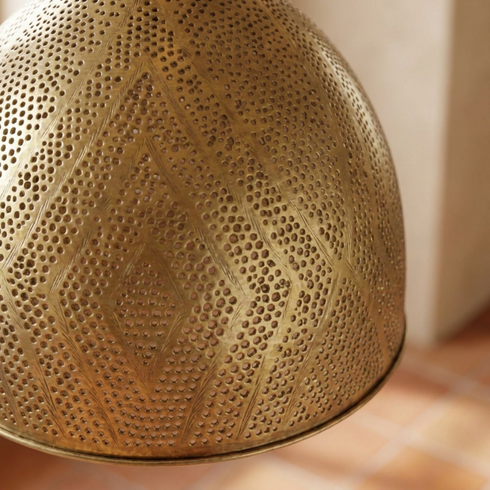 Handmade Moroccan Ceiling Light – Brass Perforated Openwork