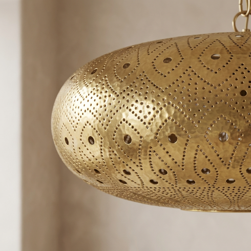 Moroccan Chandelier – Globe Brass Shadow-Casting Lamp