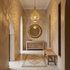Authentic Moroccan Teardrop Pendant Lamp – Hand-Hammered Brass Hanging Light with Shadow Casting Mood Lighting Design