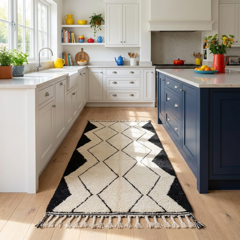 Boujaad Rug – Black & Ivory Abstract Wool Rug