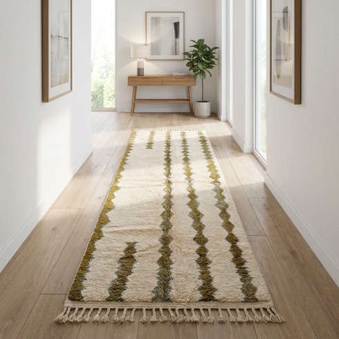 Authentic Handmade Azilal Rug – High Pile Natural Wool Moroccan Area Rug for Boho Living Room Decor