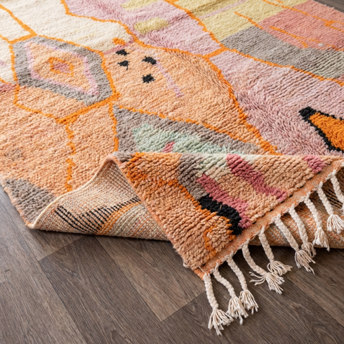 Handmade Boujaad Rug - Colorful High Pile Moroccan Wool Rug