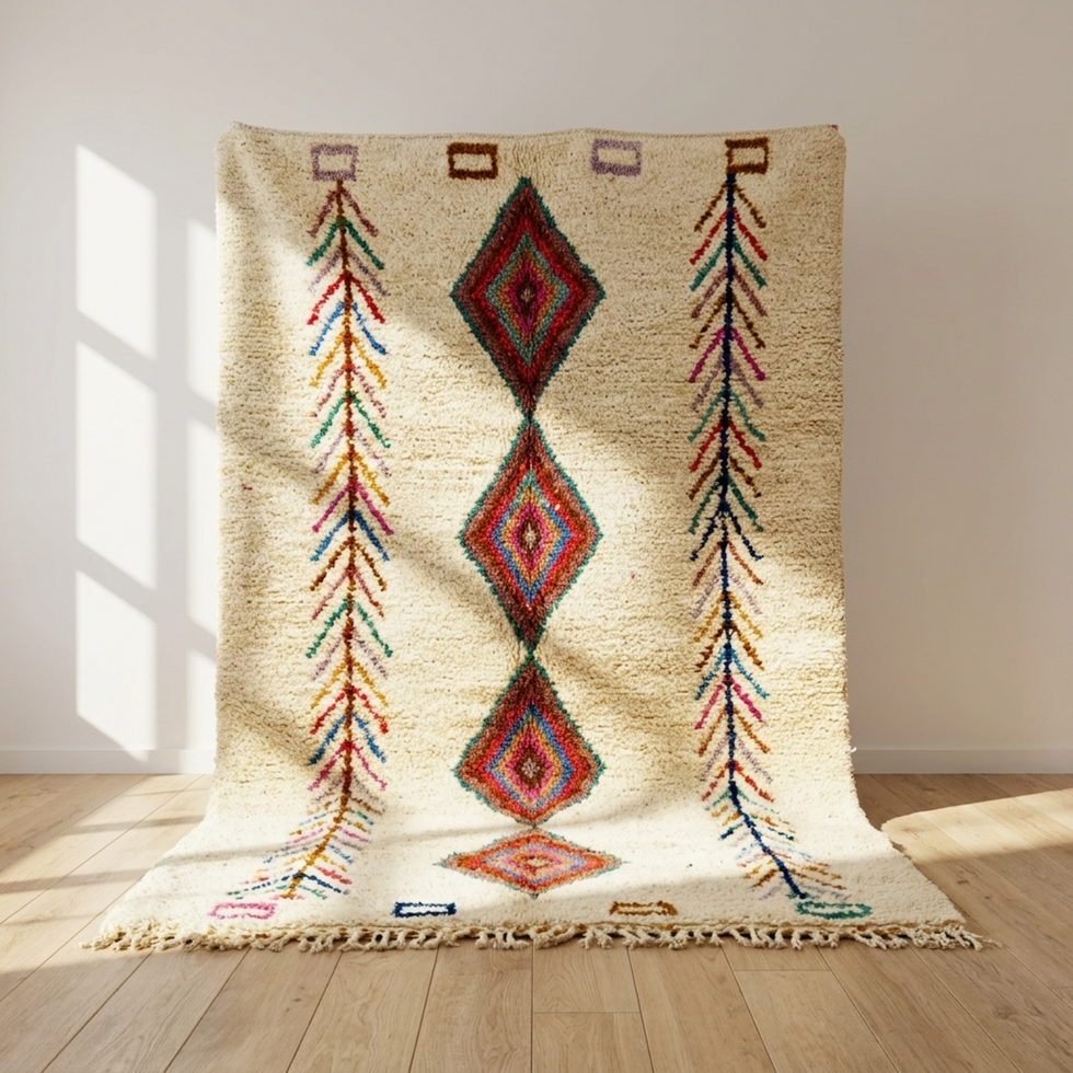 Azilal Rug – Burgundy Plush Diamond Wool Rug