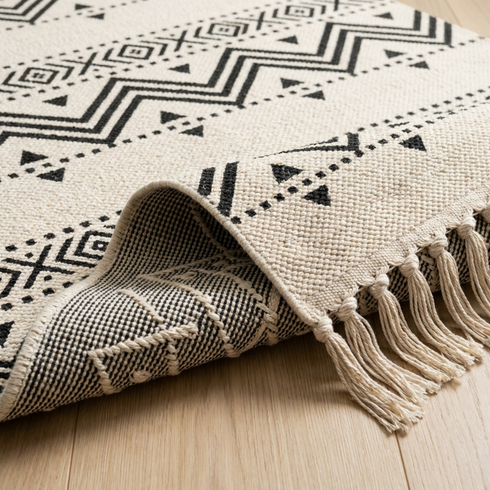 Handmade Moroccan Kilim Rug - Flatweave Natural Wool - Minimalist Tribal Boho Decor