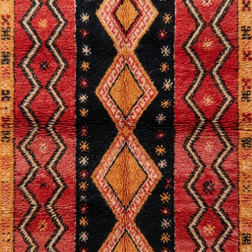 Handmade Boujaad Rug - Plush 100% Wool - Vibrant Tribal Living Room Decor